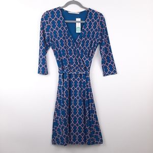 41 Hawthorne Renesme Jersey Faux Wrap Dress Teal and Pink Size Small